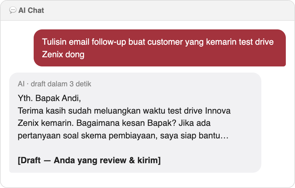 chat AI membuat draft email follow-up
