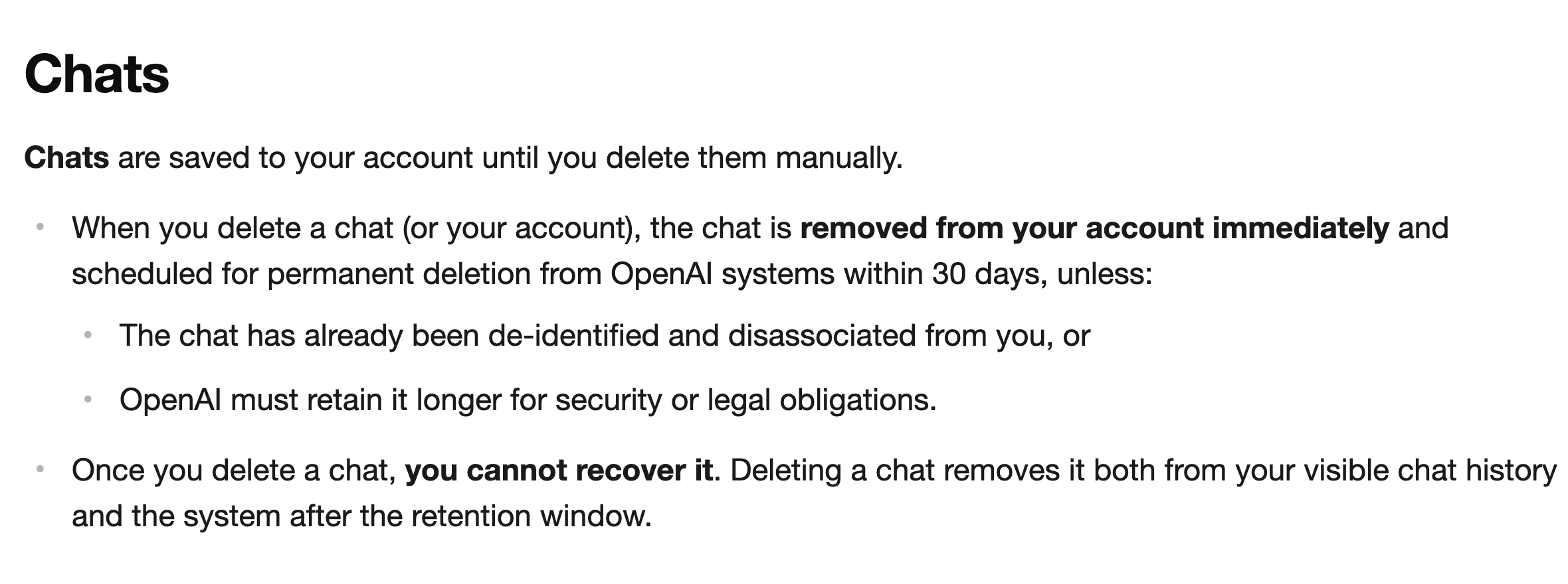OpenAI retention policy